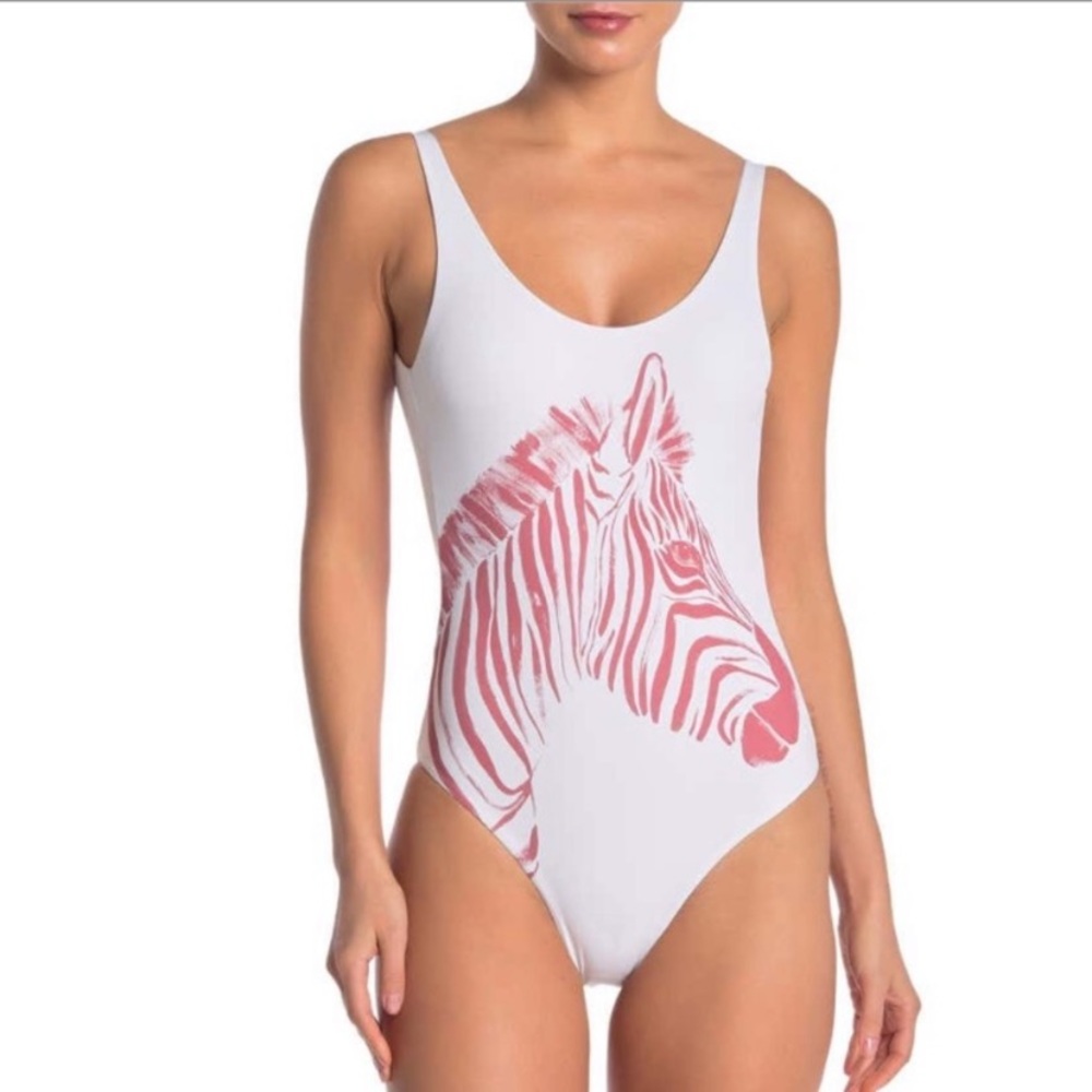 Onia Rachel Zebra Print One-Piece Swimsuit Size XS